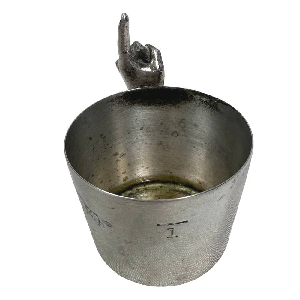 Napier Vintage Silver Plate Number One Finger Pointing Jigger Shot Glass Gray